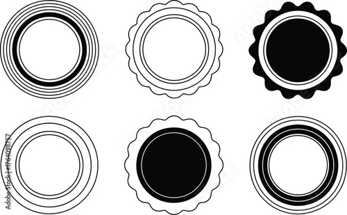 Collection of Circular Seals and Badges in Black and White