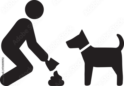 PrintPerson cleaning up dog waste with a bag