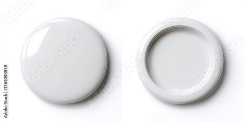 Wallpaper Mural Empty circular pin badge set showing both front and back sides, ready for custom design. A blank white button mockup template isolated on a white background Torontodigital.ca