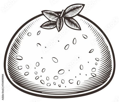 Engraved Bread Loaf with Garnish Illustration Food Concept Baking Product Fresh Isolated