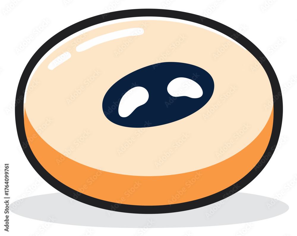 Fototapeta premium Cartoon Glazed Donut with Dark Blue Filling and White Splashes