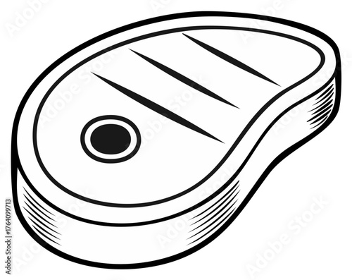 Black and White Icon of a Grilled Steak Cut