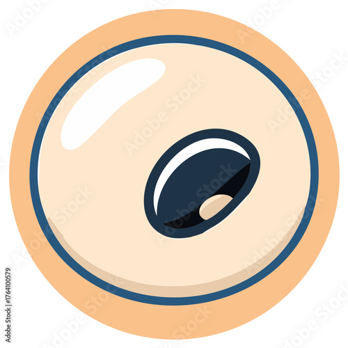 Vector illustration of a single tropical longan fruit cut open showing the pulp and seed