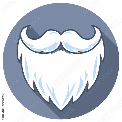 Festive White Beard and Moustache Icon in Circular Frame Winter Holiday