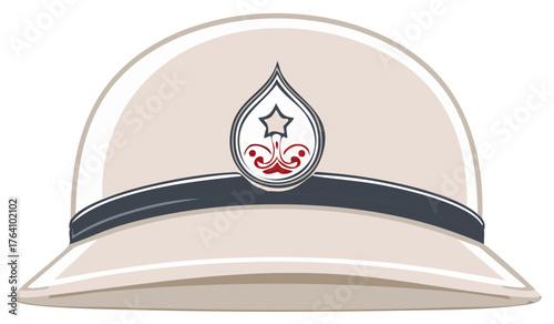 Indian Police Service Officer Hat with Star Emblem Vector Graphic Illustration