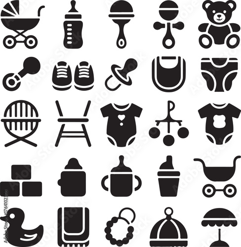 Baby & Kids Silhouette Vector Icon Set
