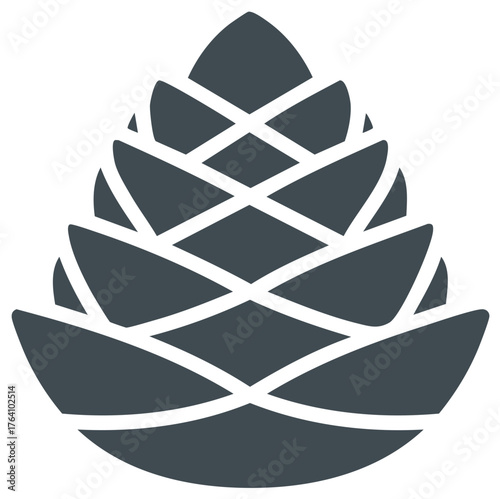 Minimalist pinecone icon vector. Simple flat design of a forest nature symbol for winter and Christmas.