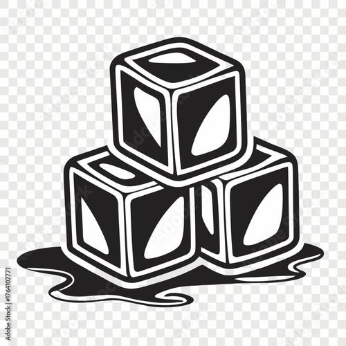 Three ice cubes stacked on top of each other