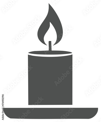 Simple candle flame icon graphic representation with a wick and holder