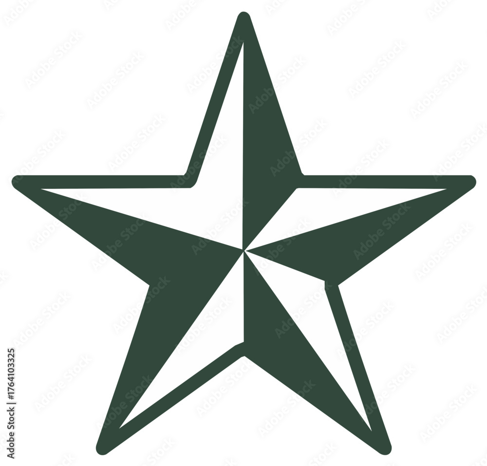 Fototapeta premium Nautical Star Emblem Geometric Design Green and White