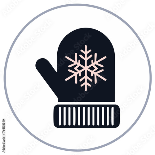 Winter mitten icon with a snowflake design for cold weather and holiday season
