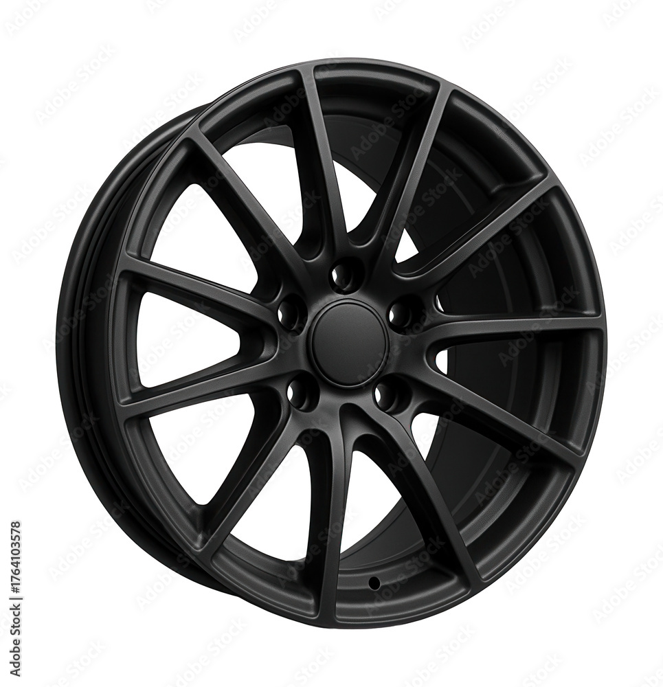 Obraz premium Matte black ten-spoke alloy wheel rim.