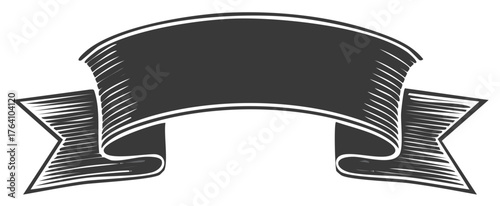 Classic Engraved Banner Ribbon Scroll for Title or Label Decoration isolated