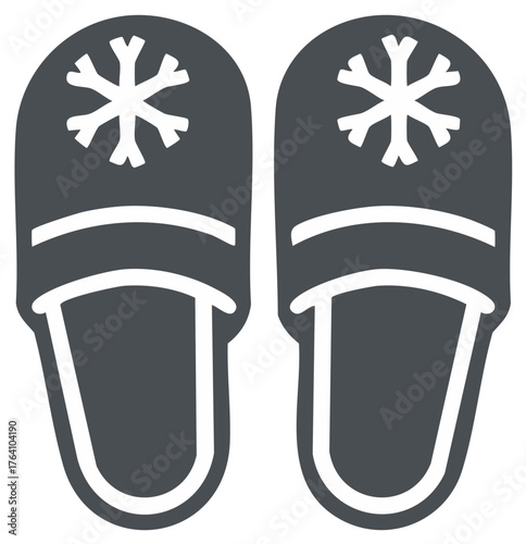 Winter house slippers with snowflake icon isolated vector illustration