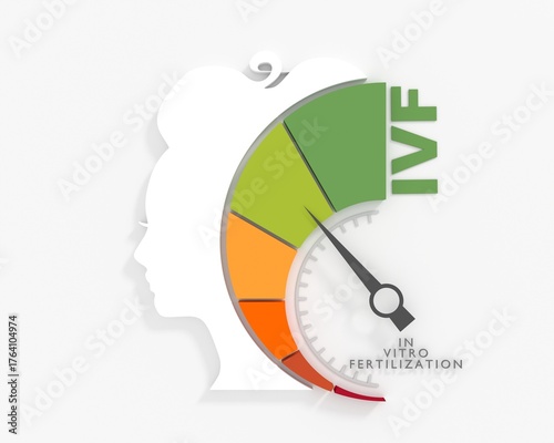 In Vitro fertilization. Artificial pregnancy reproduction. Gynecological solution for human infertility. Measuring device with woman face. Medical, biological and healthcare background. 3D render