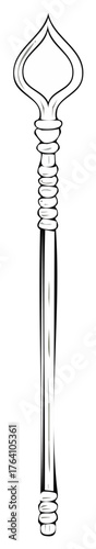 Decorative ceremonial scepter or staff line drawing with simple design