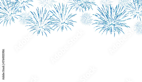 Bright Blue Glitter Fireworks Top Border Celebration Design