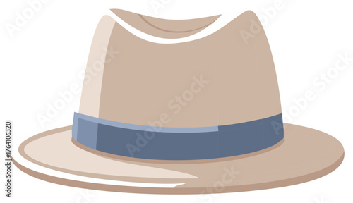Classic Fedora Hat With Blue Band Illustration Flat Style Icon Fashion Stylish