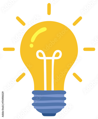 Illuminated light bulb symbol representing ideas and creativity bursting with light
