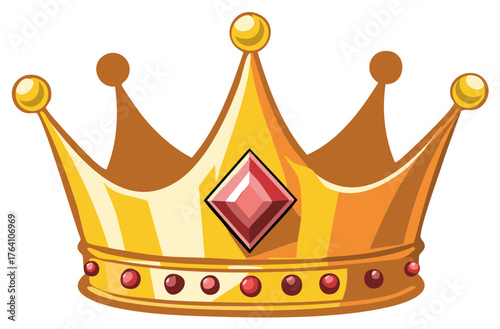 Golden Cartoon Crown with Jewel, Royalty, Power, King, Queen, Authority, Topper