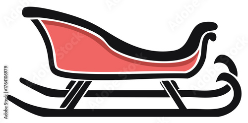 Stylized red Santa sleigh graphic icon for Christmas and winter holidays