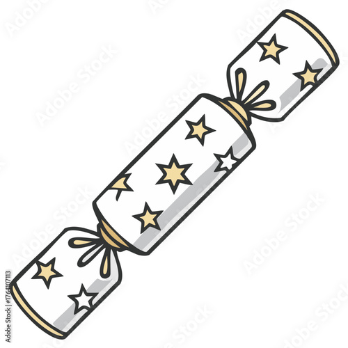 Festive Christmas cracker with star pattern and tied ends