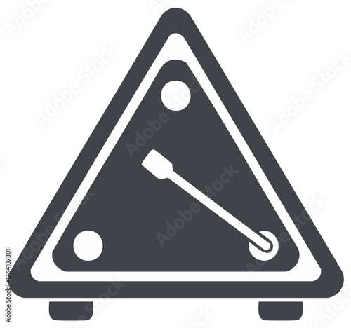 Triangle Musical Instrument Percussion Vector Glyph Icon with Beater