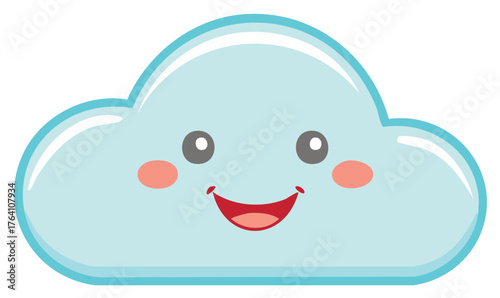 Smiling Cloud Icon with Cheeks Eyes and Mouth Vector Illustration Weather Symbol