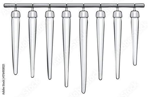 Cartoon icicles hanging in a row vector illustration symbolizing winter cold and frosty weather