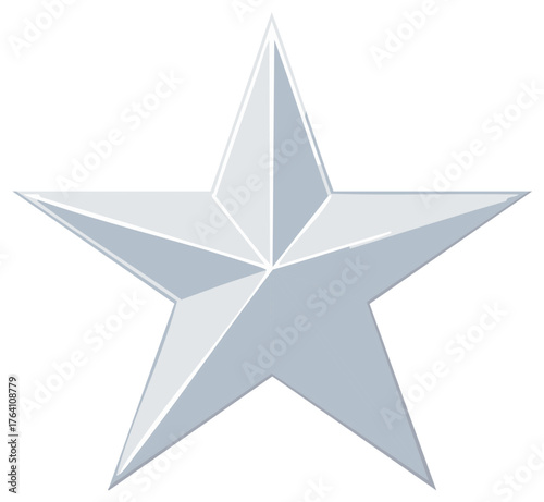 Shiny silver star icon with 3D effect metallic award symbol vector illustration