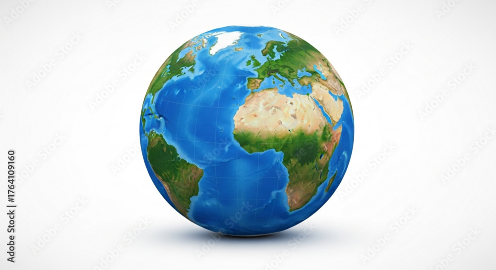 Fototapeta premium Earth globe, showcasing continents, oceans, and geographical features, perfect for educational or environmental themes