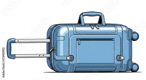 Blue suitcase with wheels a stylish travel bag for your next adventure, perfect for carrying your essentials in style
