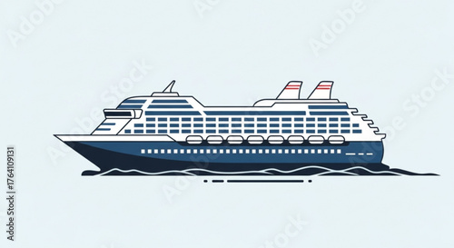 Cruise ship vector illustration, showcasing a modern vessel with detailed features and a sleek design for travel themes