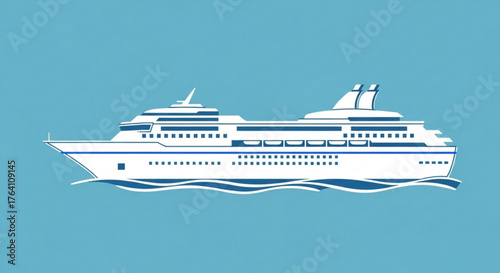 Cruise ship vector illustration, a sleek and modern vessel for travel and vacation themes, perfect for nautical designs