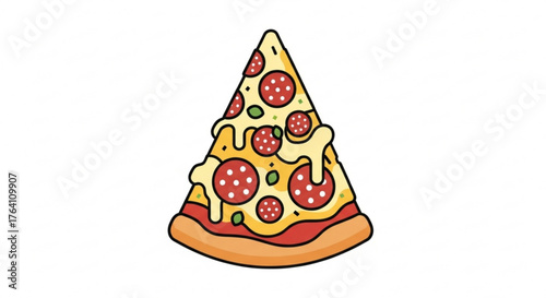 A tempting slice of pepperoni pizza, a culinary delight with melted cheese and savory toppings, perfect for a quick bite