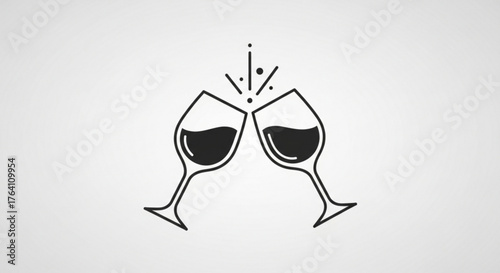 Wine glasses toasting illustration, a symbol of celebration, friendship, and joyous moments shared together