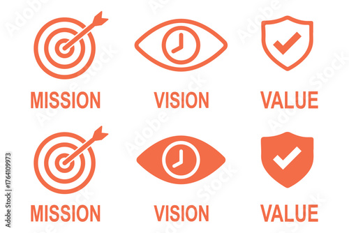 Mission vision values icon design. Colorful Vector illustration.