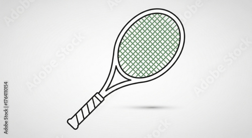 Tennis racket illustration on, sporting equipment for recreational activity and competitive sport, vector design for print or web use