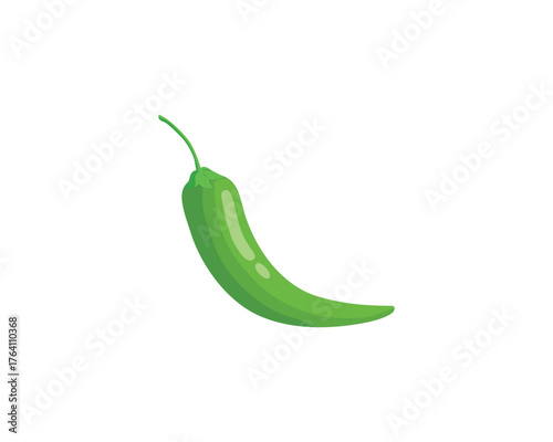 Green chilli pepper. Green natural chili pepper. Spicy sign. Chilli pepper isolated on white background.