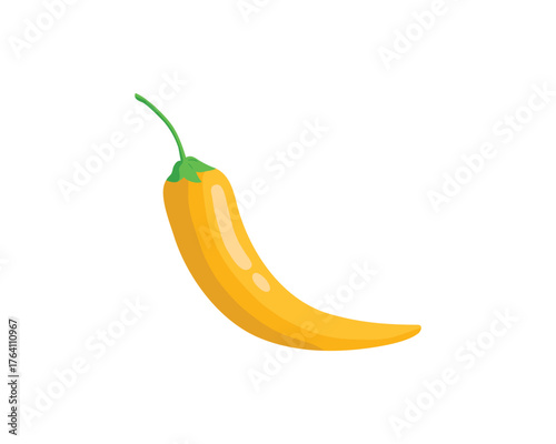 Orange chilli pepper. Orange hot natural chili pepper. Spicy sign. Chilli pepper isolated on white background.