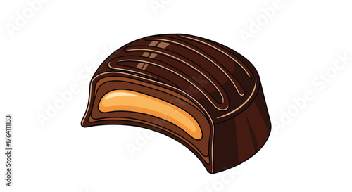 Delicious chocolate candy with caramel filling a sweet treat.