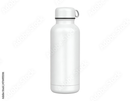 White Insulated Reusable Water Bottle with Loop Handle, Thermos, Hydration, Drink Container