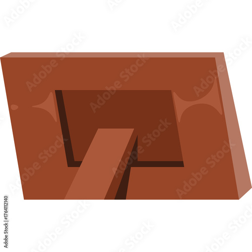 Retro Brown Picture Frame With Stand Minimalist Design Isolated on White Background