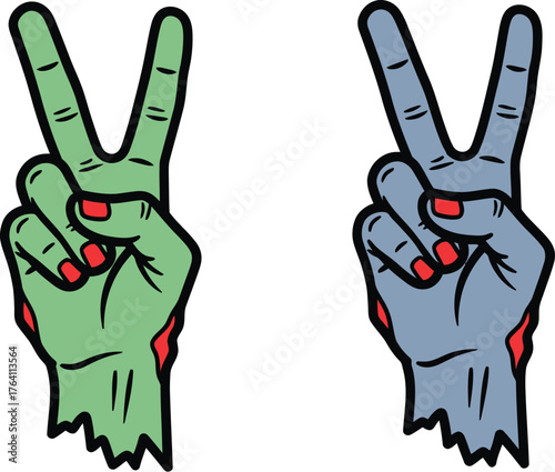 Halloween zombie hands peace sign vector illustration graphic art