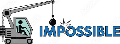Making possible impossible overcoming challenges vector illustration
