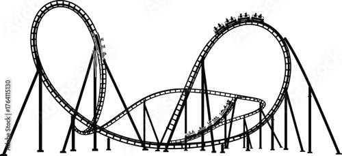 Modern roller coaster vector illustration with steep loops, twists, and high-speed tracks, perfect for amusement park and thrill ride design