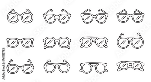 Black and white seamless pattern with doodle glasses design vector illustration