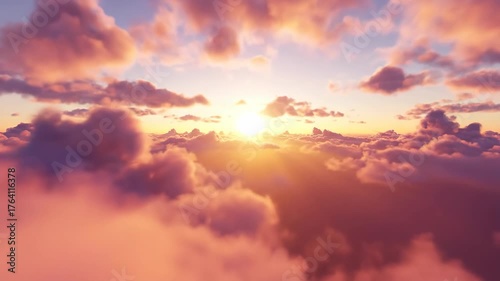 Serene Sunrise Above Soft Clouds with Vibrant Sky Colors