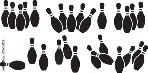 Black and White Bowling Pin Pattern Vector Illustration