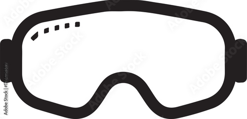Ski Goggles Silhouette Black and White Outline Vector for Winter Sports Protection